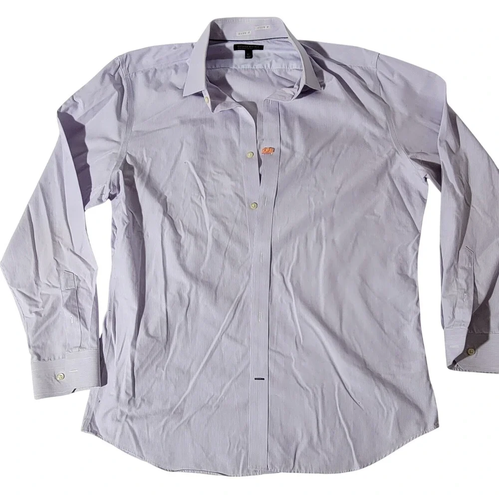 Banana‎ Republic Mens XL Tailored Slim Fit Non-Iron Micro Stripe Shirt Violet